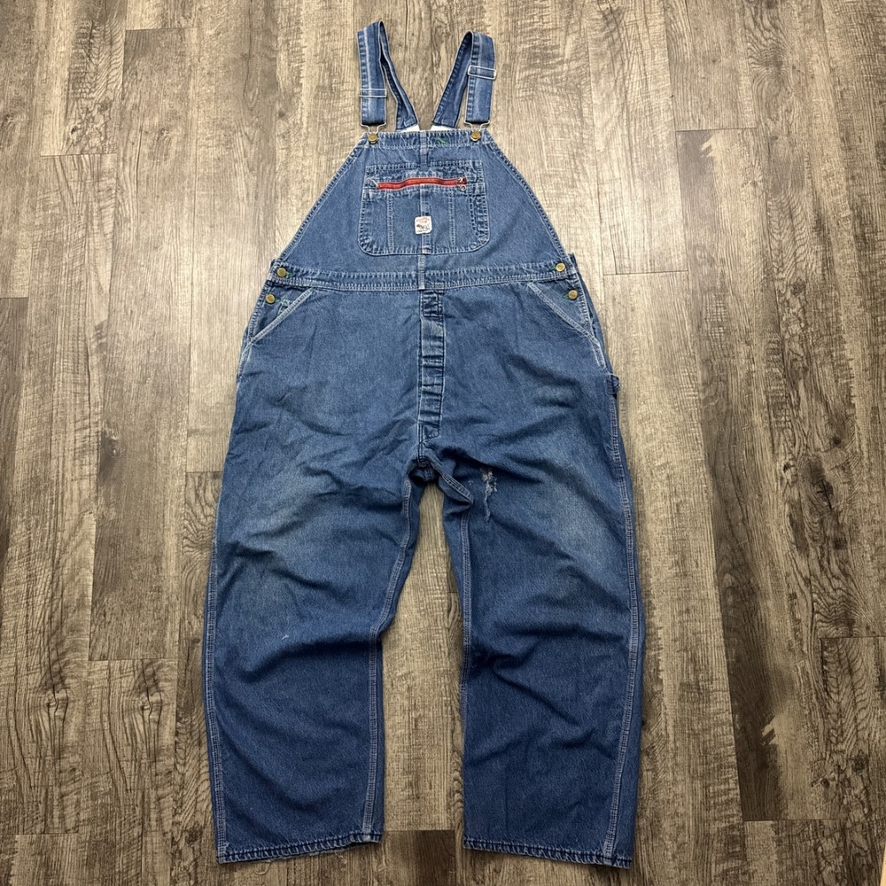Vintage Pointer Brand Denim Bib Overalls Distressed Workwear 44x28